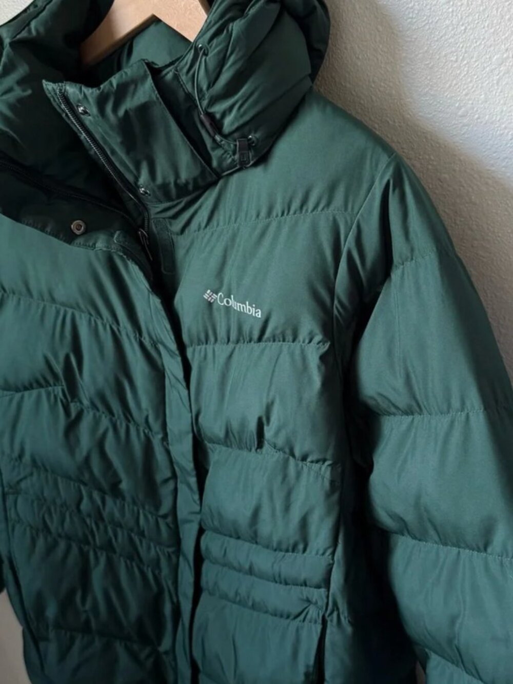 Columbia Forest Green Hooded Puffer Jacket Women's Medium - Picture 4 of 5